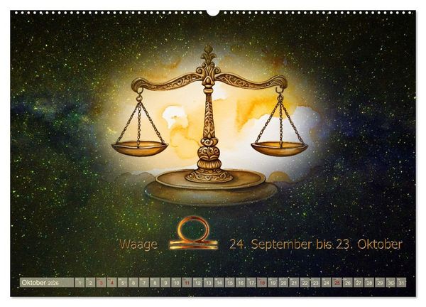 Produktbild: Galaktische Sternkreiszeichen (Wandkalender 2026 DIN A2 quer), CALVENDO Monatskalender