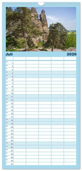 Produktbild: Familienplaner 2026 - Sagenumwobener Harz mit 5 Spalten (Wandkalender, 21 x 45 cm) CALVENDO