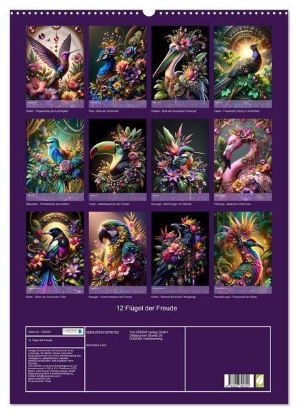 Produktbild: 12 Fl&uuml;gel der Freude (Wandkalender 2027 DIN A2 hoch), CALVENDO Monatskalender