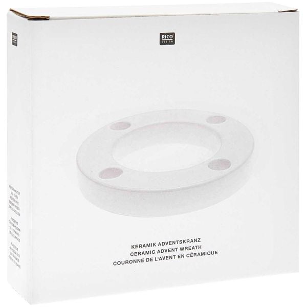 Produktbild: Adventskranz Keramik, wei&szlig;,&Oslash; 12,5 cm