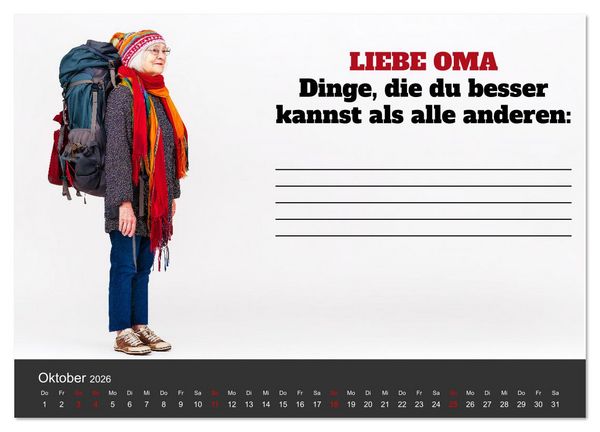 Produktbild: Kalender f&uuml;r Oma - Was ich dir sagen will (hochwertiger Premium Wandkalender 2026 DIN A2 quer), Kunstdruck in Hochglanz