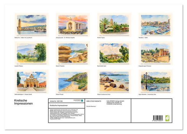 Produktbild: Kretische Impressionen (Wandkalender 2026 DIN A2 quer), CALVENDO Monatskalender