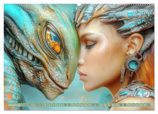 Produktbild: Fantasievolle Zukunftswelten - Science Fiction (Wandkalender 2026 DIN A2 quer), CALVENDO Monatskalender
