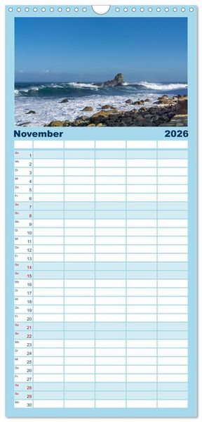 Produktbild: Familienplaner 2026 - Kanaren - wundersch&ouml;ne Inseln im Atlantik mit 5 Spalten (Wandkalender, 21 x 45 cm) CALVENDO