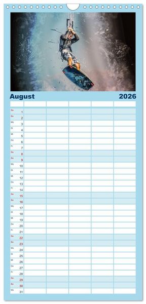 Produktbild: Familienplaner 2026 - Kitesurfen extrem cool mit 5 Spalten (Wandkalender, 21 x 45 cm) CALVENDO