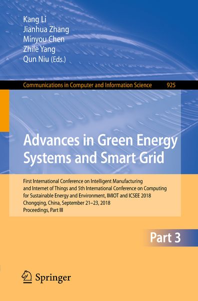 Produktbild: Advances in Green Energy Systems and Smart Grid