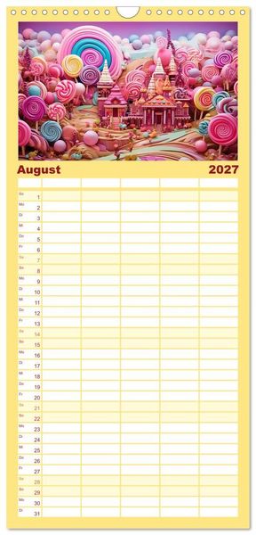 Produktbild: Familienplaner 2027 - Zuckertr&auml;ume im Candyland mit 5 Spalten (Wandkalender, 21 x 45 cm) CALVENDO
