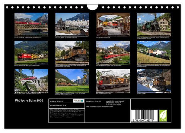 Produktbild: Rh&auml;tische Bahn 2026 (Wandkalender 2026 DIN A4 quer), CALVENDO Monatskalender