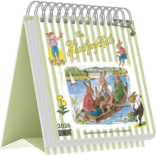DUMONT - Die Häschenschule 2026 – Postkartenkalender 17x16 cm mit 53 Grußkarten, nostalgische Illustrationen des Kinderbuchklassikers