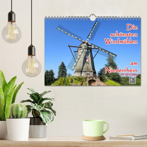 Produktbild: Die sch&ouml;nsten Windm&uuml;hlen am Niederrhein (Wandkalender 2026 DIN A4 quer), CALVENDO Monatskalender