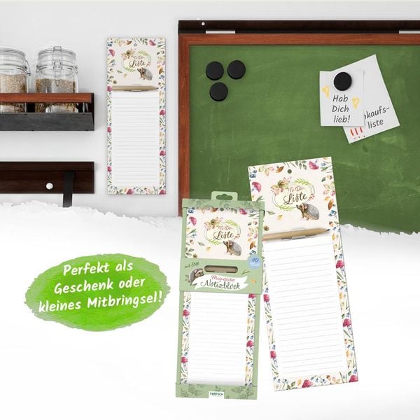 Produktbild: Tr&ouml;tsch Notizblock mit Stift und Magnet Waldidylle