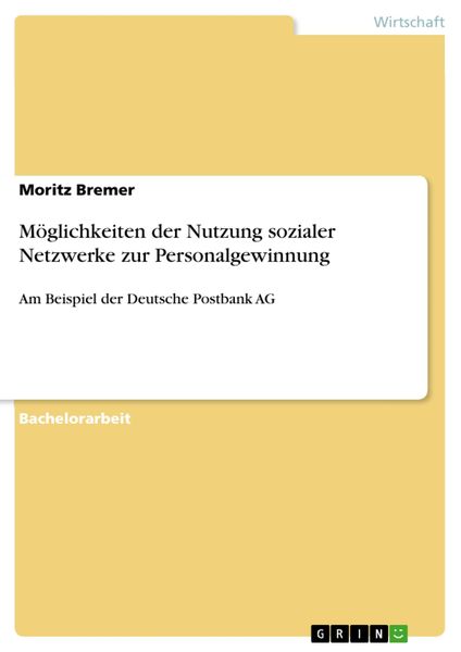 Produktbild: M&ouml;glichkeiten der Nutzung sozialer Netzwerke zur Personalgewinnung