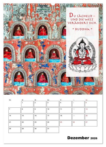 Produktbild: BUDDHAS ZITATE Buddhistische Weisheiten (Wandkalender 2026 DIN A2 hoch), CALVENDO Monatskalender