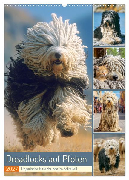 Produktbild: Dreadlocks auf Pfoten. Ungarische Hirtenhunde im Zottelfell (Wandkalender 2027 DIN A2 hoch), CALVENDO Monatskalender