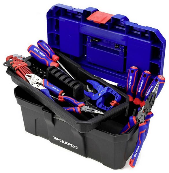 Produktbild: WorkPro WP283001 410 x 230 x 205mm Werkzeugkasten unbest&uuml;ckt Blau, Schwarz