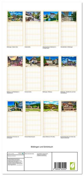 Produktbild: Familienplaner 2026 - B&ouml;blingen und Sch&ouml;nbuch mit 5 Spalten (Wandkalender, 21 x 45 cm) CALVENDO