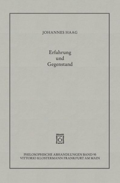 Produktbild: Erfahrung und Gegenstand