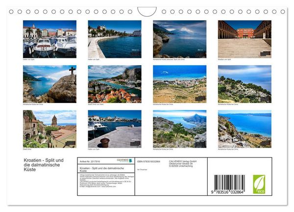 Produktbild: Kroatien - Split und die dalmatinische K&uuml;ste (Wandkalender 2026 DIN A4 quer), CALVENDO Monatskalender