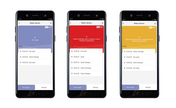 Produktbild: Sygonix SY-6735646 Wassermelder mit App-Steuerung, mit internem Sensor, mit externem Sensor batteriebetrieben