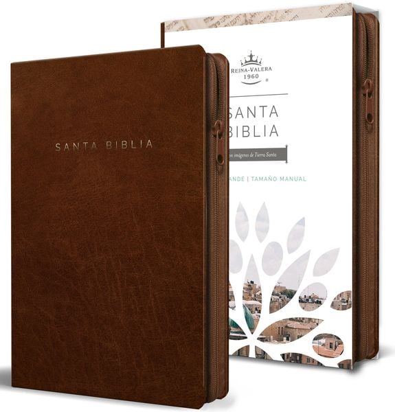 Produktbild: Biblia Reina Valera 1960 Letra Grande. S&iacute;mil Piel Canela, Cremallera, Tama&ntilde;o Manual / Spanish Bible Rvr 1960. Handy Size, Large Print, Leathersoft, Brown Zip