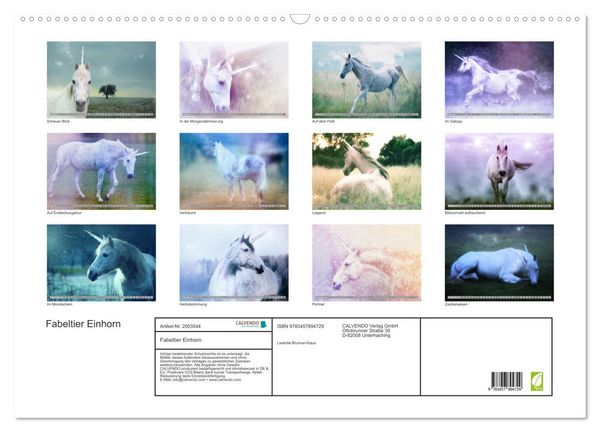 Produktbild: Fabeltier Einhorn (Wandkalender 2026 DIN A2 quer), CALVENDO Monatskalender