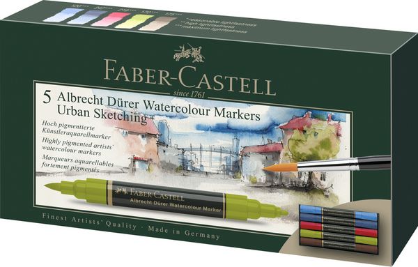 Produktbild: Faber-Castell Aquarellmarker Albrecht Dürer, 5er Set, Urban Sketching
