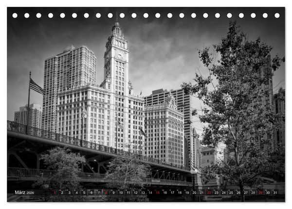 Produktbild: CHICAGO Monochrom (Tischkalender 2026 DIN A5 quer), CALVENDO Monatskalender
