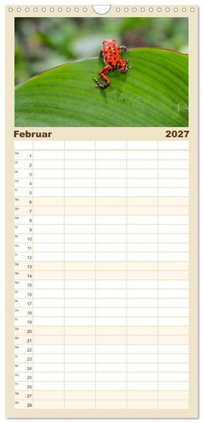 Produktbild: Familienplaner 2027 - Fr&ouml;sche - Die wundersch&ouml;ne Welt der bunten H&uuml;pfer. mit 5 Spalten (Wandkalender, 21 x 45 cm) CALVENDO