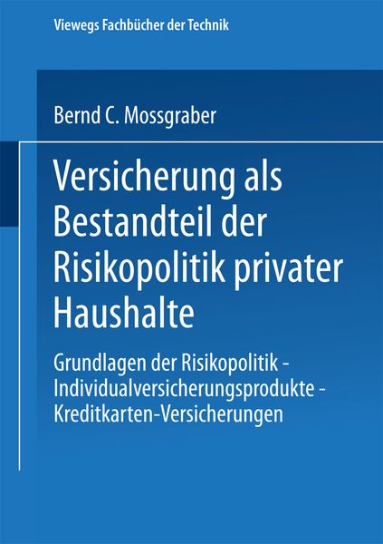 Produktbild: Versicherung als Bestandteil der Risikopolitik privater Haushalte