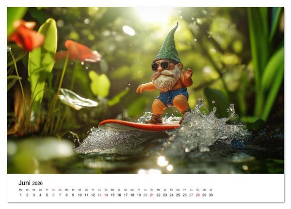 Produktbild: Sportliche Gartenzwerge (hochwertiger Premium Wandkalender 2026 DIN A2 quer), Kunstdruck in Hochglanz
