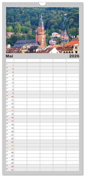 Produktbild: Familienplaner 2026 - Mein Heidelberg - Unterwegs zwischen Neckar und Altstadt mit 5 Spalten (Wandkalender, 21 x 45 cm) CALVENDO
