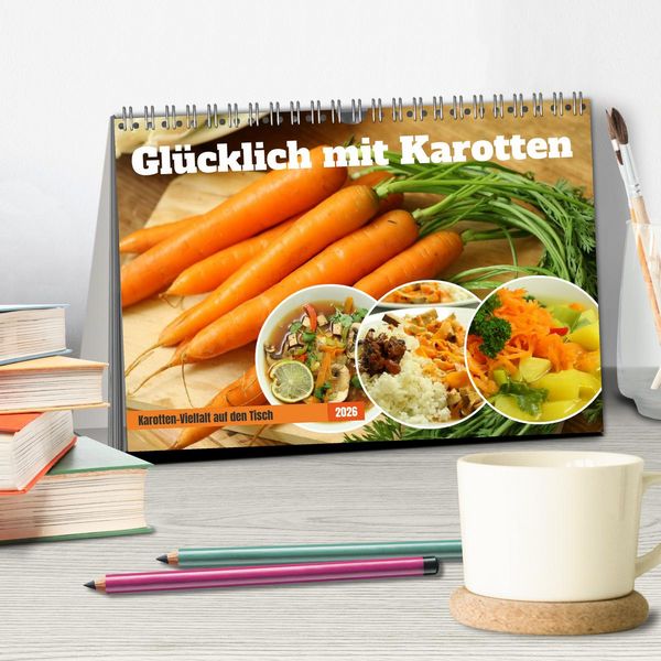 Produktbild: Gl&uuml;cklich mit Karotten (Tischkalender 2026 DIN A5 quer), CALVENDO Monatskalender