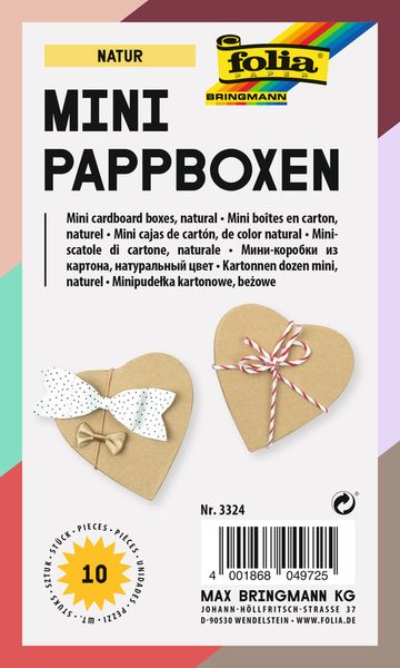 Produktbild: FOLIA® Mini-Kartonboxen, natur Herz 80 x 4 x 75 mm