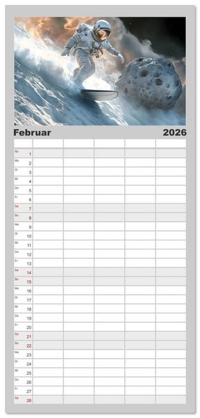 Produktbild: Familienplaner 2026 - Zwischen Sternenstaub und Stille mit 5 Spalten (Wandkalender, 21 x 45 cm) CALVENDO