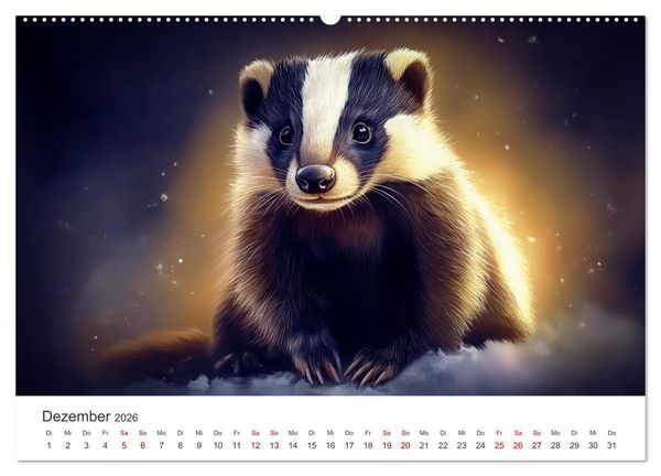 Produktbild: Stur, stark, sympathisch - Der Dachs - Kalender (Wandkalender 2026 DIN A2 quer), CALVENDO Monatskalender