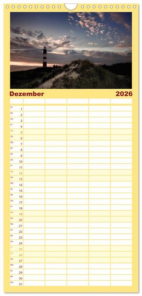 Produktbild: Familienplaner 2026 - Amrum, die Perle in der Nordsee mit 5 Spalten (Wandkalender, 21 x 45 cm) CALVENDO
