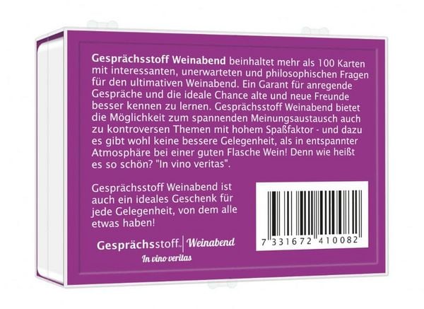 Produktbild: Pegasus - Gespr&auml;chsstoff Weinabend, Kartenspiel
