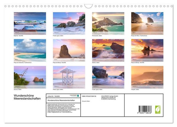Produktbild: Wundersch&ouml;ne Meereslandschaften (Wandkalender 2026 DIN A3 quer), CALVENDO Monatskalender