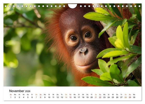 Produktbild: Orang Utans - Leben in den Baumkronen (Wandkalender 2026 DIN A4 quer), CALVENDO Monatskalender