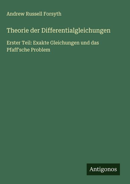 Produktbild: Theorie der Differentialgleichungen