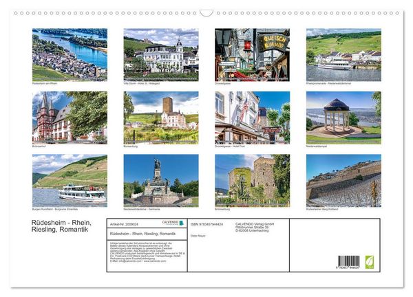 Produktbild: R&uuml;desheim - Rhein, Riesling, Romantik (Wandkalender 2026 DIN A2 quer), CALVENDO Monatskalender