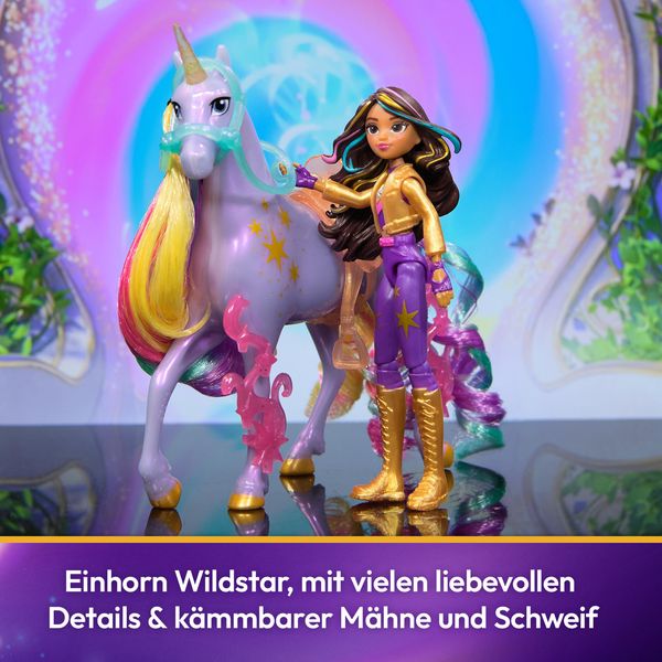 Produktbild: Unicorn Academy - Sophia und Einhorn Wildstar Set, 12 cm Figuren zur Netflix Serie mit Sattel, M&auml;hnen- und Schweifb&uuml;rste & Zubeh&ouml;r, ab 4 J.