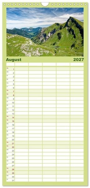 Produktbild: Familienplaner 2027 - Allg&auml;uer Alpen 2027 mit 5 Spalten (Wandkalender, 21 x 45 cm) CALVENDO