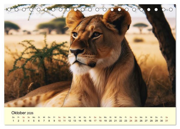 Produktbild: Majest&auml;tische L&ouml;wen - Die Herrscher der Wildnis (Tischkalender 2026 DIN A5 quer), CALVENDO Monatskalender