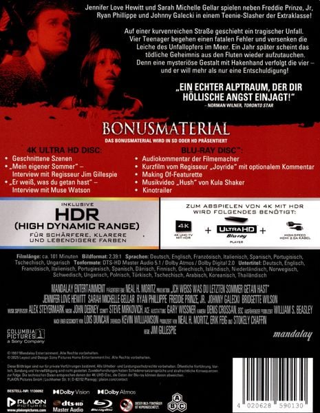 Produktbild: Ich wei&szlig;, was du letzten Sommer getan hast (1997) (Limitiertes Steelbook) (4K-UHD+Bonus-Blu-ray)