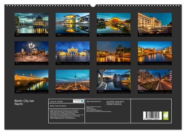 Produktbild: Berlin City bei Nacht (hochwertiger Premium Wandkalender 2026 DIN A2 quer), Kunstdruck in Hochglanz