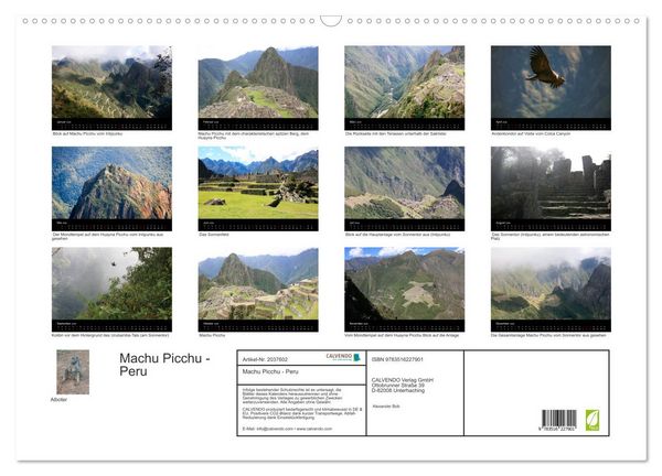 Produktbild: Machu Picchu - Peru (Wandkalender 2026 DIN A2 quer), CALVENDO Monatskalender