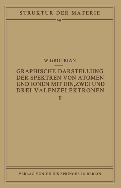 Graphische Darstellung der Spektren von Atomen und Ionen mit ein, zwei und drei Valenzelektronen, Taschenbuch von W. Grotrian, Springer Berlin,