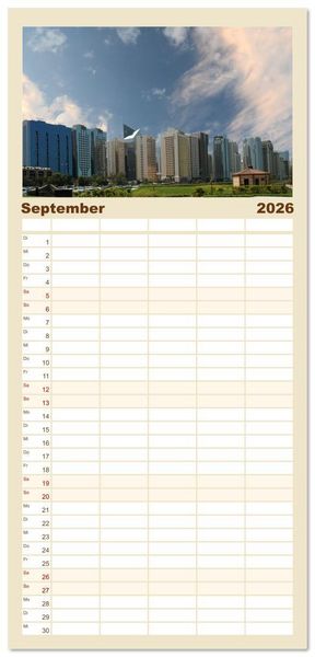Produktbild: Familienplaner 2026 - Abu Dhabi, eine Stadt der Zukunft. mit 5 Spalten (Wandkalender, 21 x 45 cm) CALVENDO