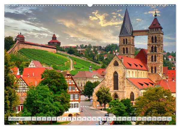 Produktbild: Esslingen zwischen Tag und Nacht (hochwertiger Premium Wandkalender 2026 DIN A2 quer), Kunstdruck in Hochglanz